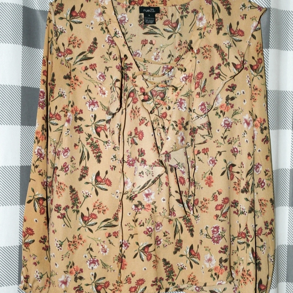 Floral Lace Up Blouse